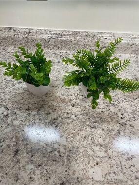 Artificial Potted Greenery Duo - Decorative Faux Plants